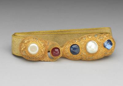 图片[2]-Summer belt with gemstone-inlaid gold fastener , Qing dynasty (1644-1911)-China Archive